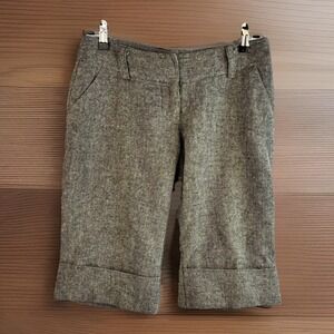 Vintage Y2K Gadzooks Wool Blend Tweed Shorts XS Long Brown Bermuda Punk Grunge